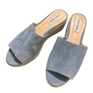 NWOT Steve Madden Rorie Light Blue Suede Espadrille Wedge Sandals Women Size 10M